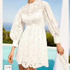 Charo Ruiz Ibiza White Eyelet Mini Dress NWT